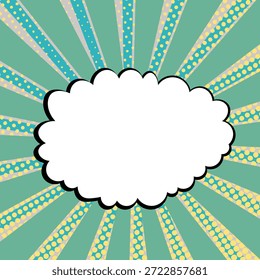 Abstrato conceito de estilo cômico pop art. Colorido polka pontos layout fundo retro. Desenho animado padrão de meio-tom moderno. Design em branco para cartaz, cartão, faixa de venda.