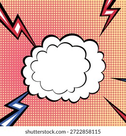 Abstractas concepto de estilo de cómic de arte pop. Colorido diseño de lunares fondo retro. Patrón de semitono moderno de dibujos animados. Diseño en blanco para el cartel, tarjeta, Anuncio de la venta.