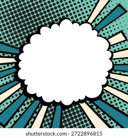 Abstrato conceito de estilo cômico pop art. Colorido polka pontos layout fundo retro. Desenho animado padrão de meio-tom moderno. Design em branco para cartaz, cartão, faixa de venda.