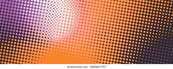 Abstract pop art creative concept. Colorful polka dots retro comics background. Cartoon modern halftone pattern. Design for poster, card, sale banner, empty bubble.