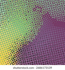 Abstrakte Pop Art kreatives Konzept. Farbige Polka-Punkte Retro-Comics Hintergrund. Cartoon modernes Rastermuster. Design für Poster, Karte, Verkaufs-Banner, leere Blase.