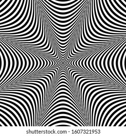 Abstract pop art design. Lines texture. 3D illusion. Vector illustration.