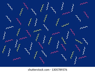 Abstract pop art line and dots color pattern background. Vector liquid splash overlay geometric design with trendy Memphis style