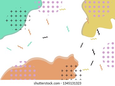 Abstract pop art line and dots color pattern background. Vector liquid splash overlay geometric design with trendy Memphis style 