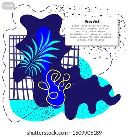 Abstract pop art line and dots color pattern background. Vector liquid splash overlay geometric design with trendy Memphis style