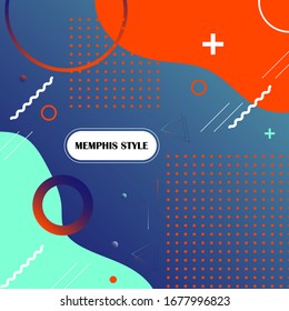 Línea de arte pop abstracta y fondo de patrón de color de puntos. Diseño geométrico de desbordamiento de flujo de salpicaduras de líquido vectorial con el estilo moderno de Memphis.