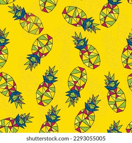 Abstract pop art pineapple seamless pattern. Icon multicolor.