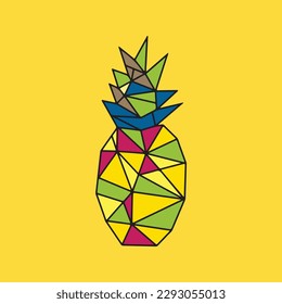 Abstract pop art pineapple seamless pattern. Icon multicolor.