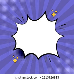 Abstract Pop Art Rays Background with Empty Speech Bubble. Vector Illustration
