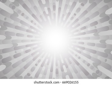 Abstract pop art retro background. Blank center. Exploding rays comic style. Grey color, easy to recolor blend. Vector illustration.