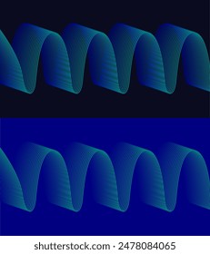 Pop Abstractas hacia fuera líneas de onda sobre fondo azul oscuro: patrón de onda dinámico con diseño de flujo moderno. 2 fondos