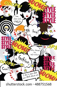 Abstract pop-art collage. Vector illustration