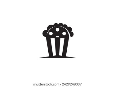 abstract popcorn and cinema logo design