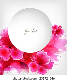 Amapola abstracta con Elementos coloridos, manchas y lugar para su texto. Diseño de Vector