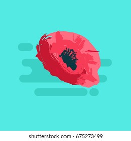 Abstract poppy emblem. Hand drawing illustration