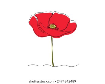 abstract poppy flower,continuous single line art drawing sketch, logo