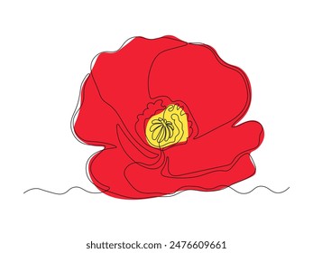 abstract poppy flower,continuous single line art drawing sketch, logo