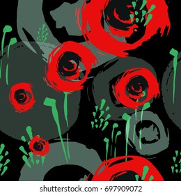 Abstract poppy flowers. Seamless background.