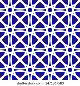 abstract porcelain pattern Chinese and ottoman style, ceramic seamless modern backdrop, blue and white pottery background, indigo wallpaper design, vintage tile decor, vector illustration