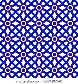 abstract porcelain pattern mosaic and ottoman style, ceramic seamless modern backdrop, blue and white pottery background, indigo Islamic wallpaper design, vintage tile decor, vector illustration