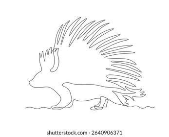 Abstract Porcupine. continuous single one line art drawing sketch, logo
