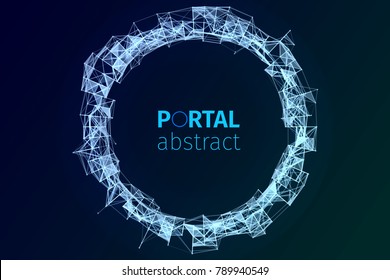 Abstract Portal Illustration. Background Vector. Plexus Effect.