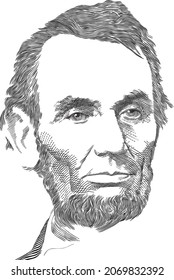 Abstraktes Portrait von Abraham Lincoln Vektor ähnlich wie vor der 5-Dollar-Rechnung