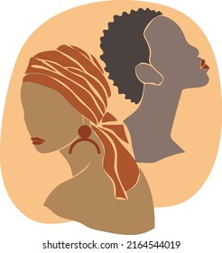 Abstract portrait of an afro girl. Abstract poster with a girl. Flat illustration of woman, girl. Vector graphics.