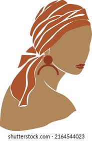 Abstract portrait of an afro girl. Abstract poster with a girl. Flat illustration of woman, girl. Vector graphics.