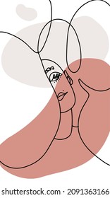 Abstract portrait. Bald girl. Illustration for for notebooks, notepads, prints, stickers, postcards,  bags, textiles, flyers. Design element.