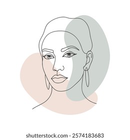 Abstract portrait of a beautiful female face. Line art. Hand drawn illustration in a minimalist style