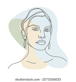 Abstract portrait of a beautiful young woman. Line art. Hand drawn illustration in sketch style.