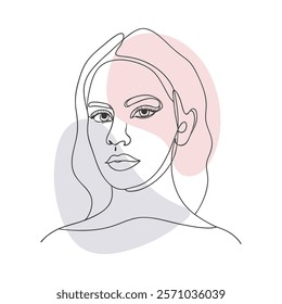 Abstract portrait of a beautiful young woman. Line art. Hand drawn illustration in sketch style.