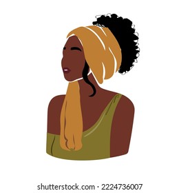 Abstract portrait of a black woman. Contemporary trend minimalist. African american female in Flat lay style