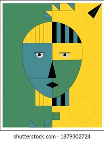 Abstract portrait in contemporary style. Colorful geometric face, modern vector illustration, art design