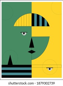 Abstract portrait in contemporary style. Colorful geometric face, modern vector illustration, art design