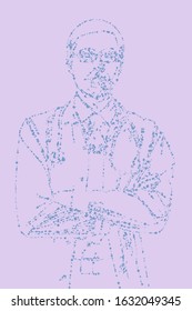 Abstract portrait of a doctor using colored dots of varying sizes