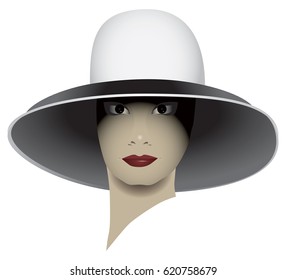 Abstract portrait of a fashionable woman in a hat