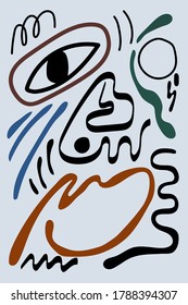 Abstract portrait. 
Female portrait. Contemporary drawing in modern cubism style.  Hand drawn vector