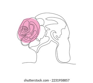 abstract portrait of a girl from behind in the style of on line art. Logo for hair salon, beauty salon, SPA, massage
