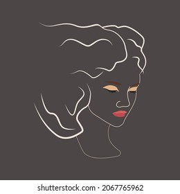 Abstract portrait of a girl in a linear style