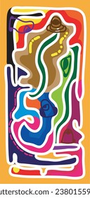 Abstract portrait of humans, in different shape and activity. Suitable for print and other