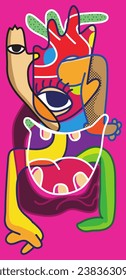 Retrato abstracto de seres humanos, en diferentes formas y actividades. Adecuado para la impresión y otros