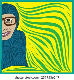 Abstract portrait illustration with striped pattern. This image is suitable for various needs such as painting exhibition advertisements and others.