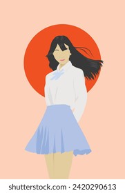 Abstract portrait illustration of woman. Boho Woman feminism art. background for art print, poster, card, decor, tote bag. Vector illustration