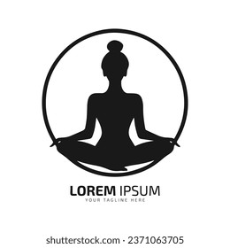 Abstraktes Porträt eines Lady Icon Design-Yoga im Kreis Logo Symbol Silhouette Vektorgrafik isoliertes Design