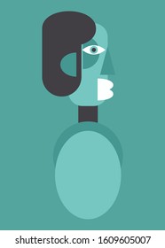 Abstract portrait of man. Art, vector illustration.