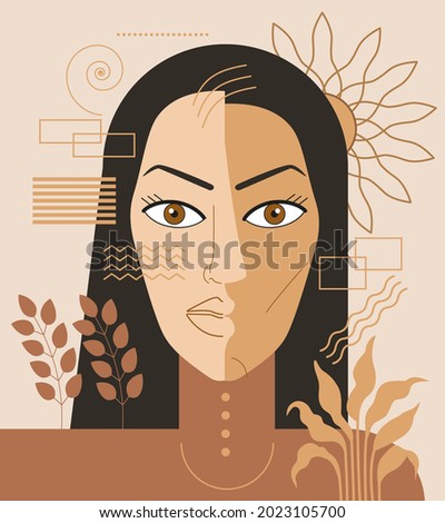 Abstract portrait of a man. Creative forms. Graphics with geometric shapes. The image is in the style of minimalism, cubism. Мodern abstract style. Contemporary fashion design.