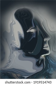 abstract portrait of a man in the dark, man of the future, fantasy character. Vector illustration