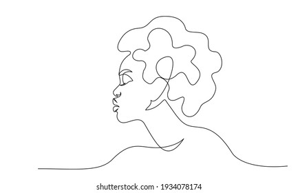 Abstract portrait of pretty young woman minimalistic style. Continuous one line drawing. Vector illustration